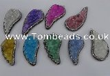 NGP4321 20*40mm - 25*50mm wing-shaped druzy quartz pendants