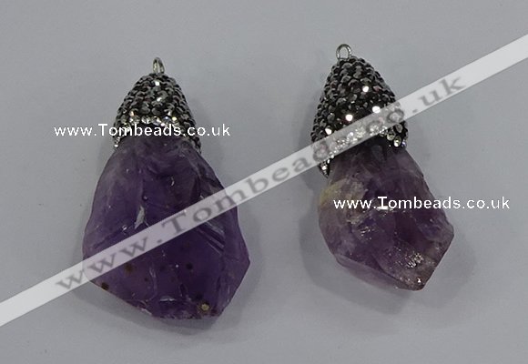 NGP4327 18*35mm - 20*40mm nuggets druzy amethyst pendants