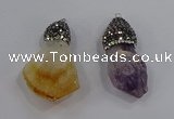 NGP4328 18*35mm - 20*40mm nuggets druzy amethyst & citrine pendants