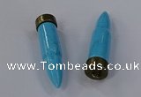 NGP4549 15*62mm bullet-shaped white howlite turquoise pendants