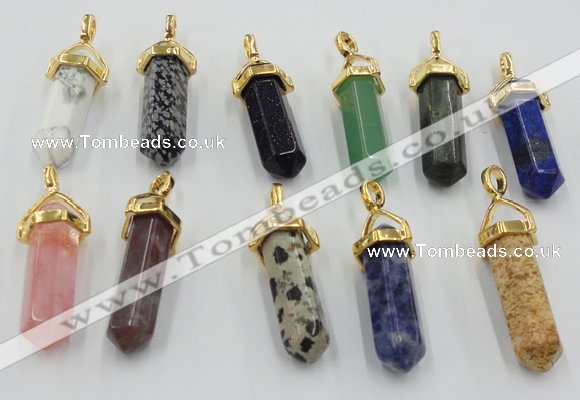 NGP5048 8*30mm sticks mixed gemstone pendants wholesale