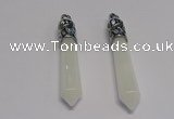 NGP5414 10*65mm sticks white jade gemstone pendants wholesale