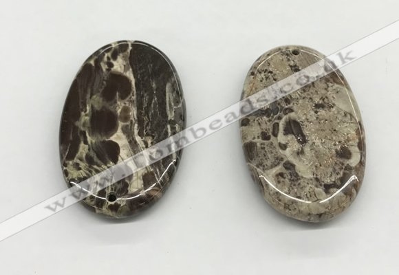 NGP5501 35*55mm oval rainforest agate pendants wholesale