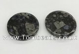 NGP5528 50mm flat round grey opal gemstone pendants