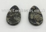 NGP5529 35*55mm flat teardrop grey opal gemstone pendants