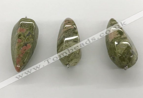 NGP5555 14*40mm - 23*58mm teardrop unakite gemstone pendants