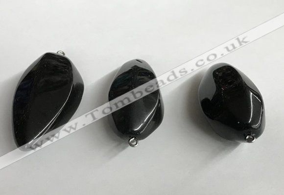 NGP5573 18*40mm - 23*58mm teardrop black agate pendants