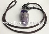 NGP5581 Dogtooth amethyst teardrop pendant with nylon cord necklace