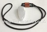 NGP5583 Blue chalcedony teardrop pendant with nylon cord necklace
