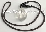 NGP5586 White crystal nugget pendant with nylon cord necklace