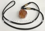 NGP5589 Agate nugget pendant with nylon cord necklace