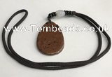 NGP5619 Mahogany obsidian flat teardrop pendant with nylon cord necklace