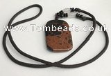 NGP5621 Mahogany obsidian rectangle pendant with nylon cord necklace