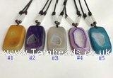 NGP5652 Agate rectangle pendant with nylon cord necklace