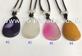 NGP5655 Agate flat teardrop pendant with nylon cord necklace