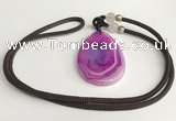 NGP5657 Agate flat teardrop pendant with nylon cord necklace