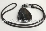 NGP5675 Agate flat teardrop pendant with nylon cord necklace