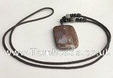 NGP5696 Agate rectangle pendant with nylon cord necklace