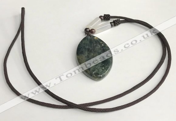 NGP5698 Agate marquise pendant with nylon cord necklace