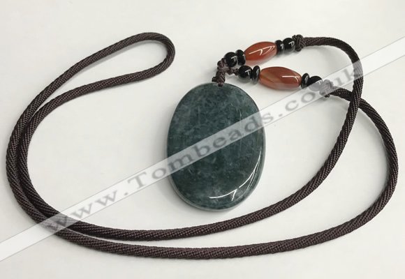 NGP5700 Agate oval pendant with nylon cord necklace