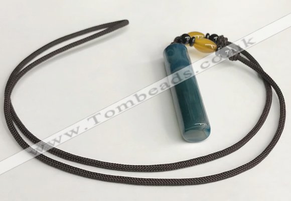 NGP5706 Agate tube pendant with nylon cord necklace