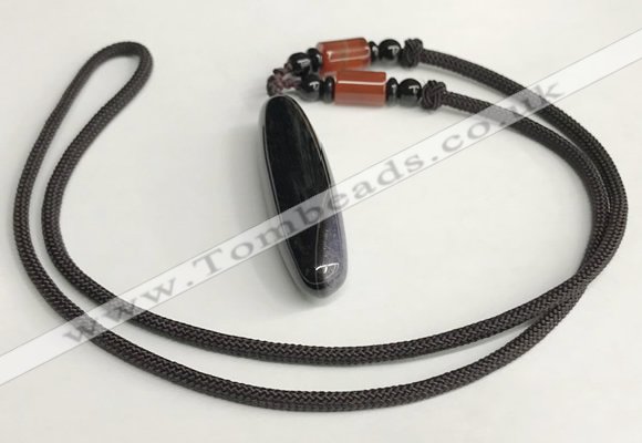 NGP5709 Agate tube pendant with nylon cord necklace