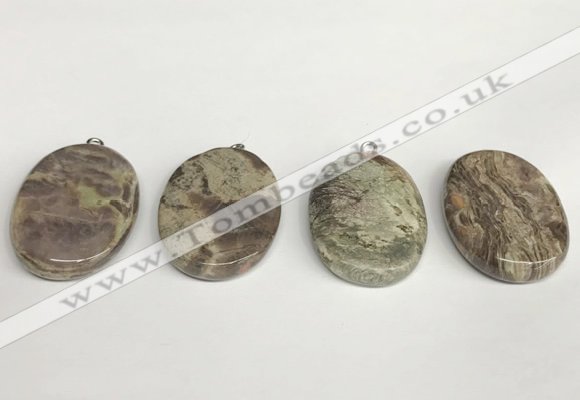 NGP5746 25*35mm oval rainforest agate pendants wholesale