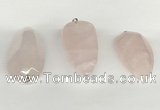 NGP5771 22*48mm - 25*55mm flat teardrop rose quartz pendants