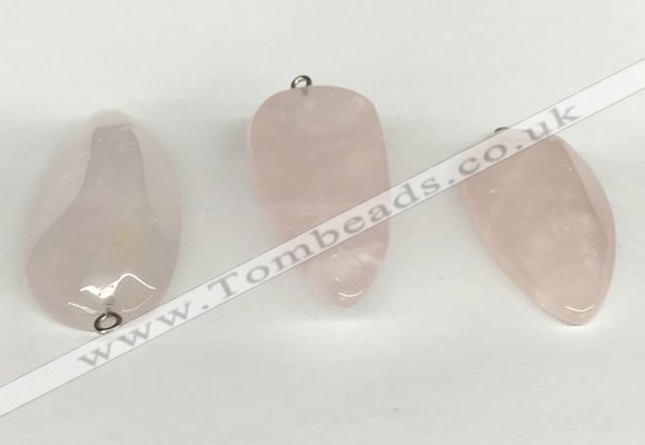 NGP5771 22*48mm - 25*55mm flat teardrop rose quartz pendants