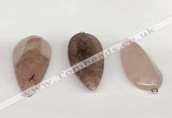 NGP5772 22*48mm - 25*55mm flat teardrop strawberry quartz pendants