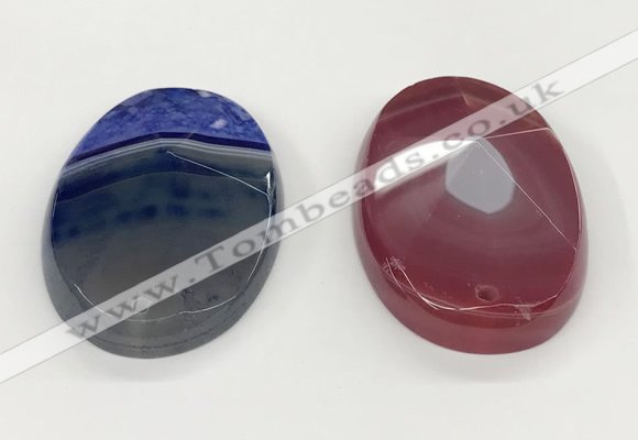 NGP5826 35*55mm faceted oval agate gemstone pendants wholesale