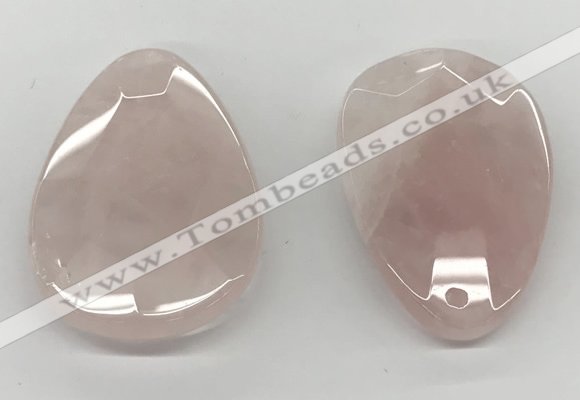 NGP5847 35*55mm faceted flat teardrop rose quartz pendants wholesale