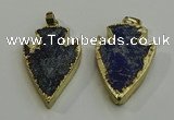 NGP6003 22*30mm - 25*35mm arrowhead lapis lazuli gemstone pendants