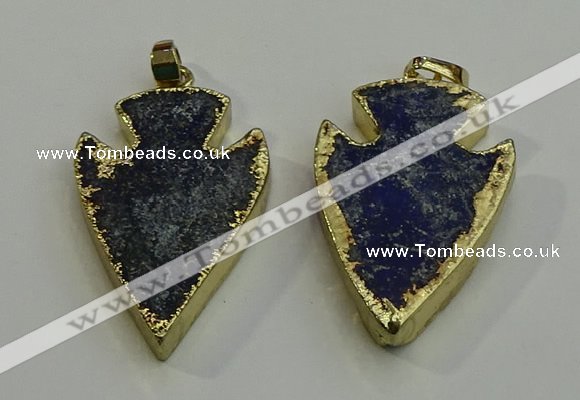 NGP6003 22*30mm - 25*35mm arrowhead lapis lazuli gemstone pendants