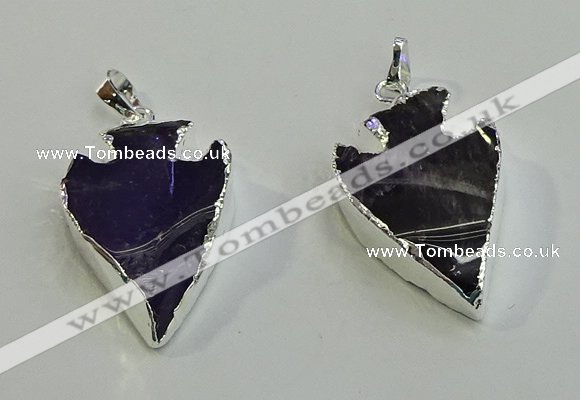 NGP6006 22*30mm - 25*35mm arrowhead amethyst pendants