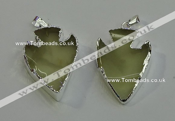 NGP6007 22*30mm - 25*35mm arrowhead lemon quartz pendants