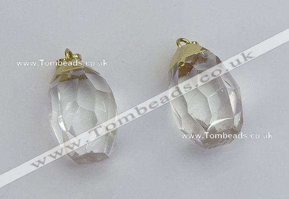 NGP6023 18*30mm - 22*35mm freeform white crystal pendants