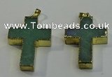 NGP6037 30*40mm - 35*45mm cross green aventurine pendants