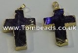 NGP6038 30*40mm - 35*45mm cross amethyst pendants