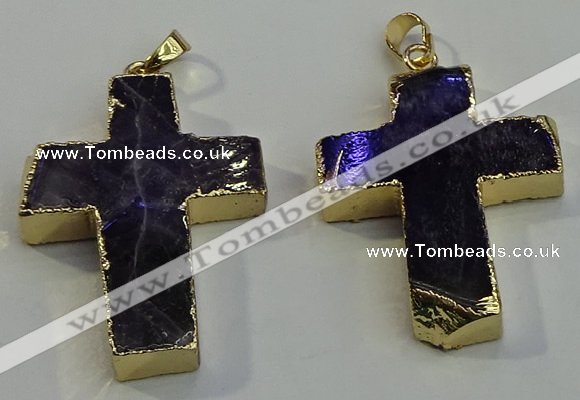 NGP6038 30*40mm - 35*45mm cross amethyst pendants