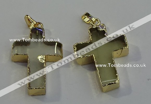 NGP6041 30*40mm - 35*45mm cross lemon quartz pendants