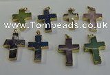 NGP6044 30*40mm - 35*45mm cross mixed gemstone pendants