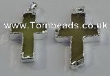 NGP6047 30*40mm - 35*45mm cross lemon quartz pendants