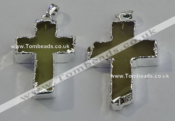 NGP6047 30*40mm - 35*45mm cross lemon quartz pendants