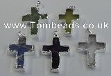 NGP6051 30*40mm - 35*45mm cross mixed gemstone pendants