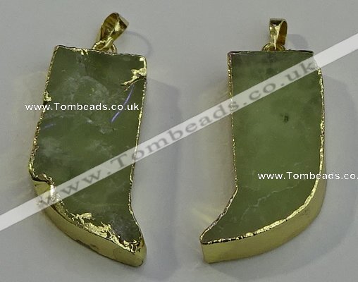 NGP6052 15*40mm - 18*45mm horn green rutilated quartz pendants