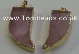 NGP6053 15*40mm - 18*45mm horn rose quartz pendants