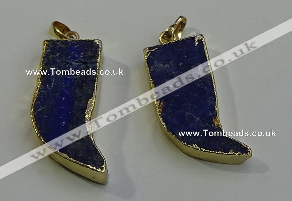 NGP6056 15*40mm - 18*45mm horn lapis lazuli pendants