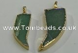 NGP6057 15*40mm - 18*45mm horn green aventurine pendants