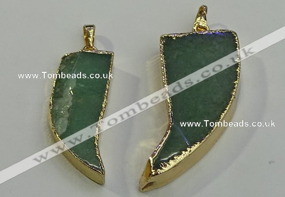 NGP6057 15*40mm - 18*45mm horn green aventurine pendants